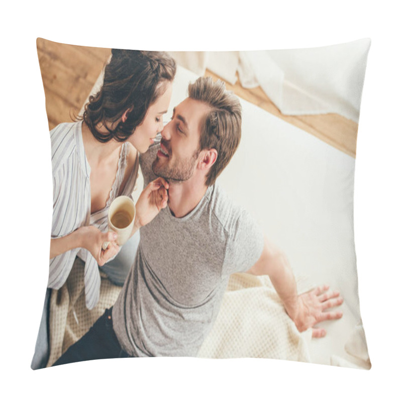 Personality  Young Couple Hugging At Home  Pillow Covers