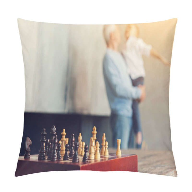 Personality  Happy Relatives Celebrating A Chess Tournament Pillow Covers