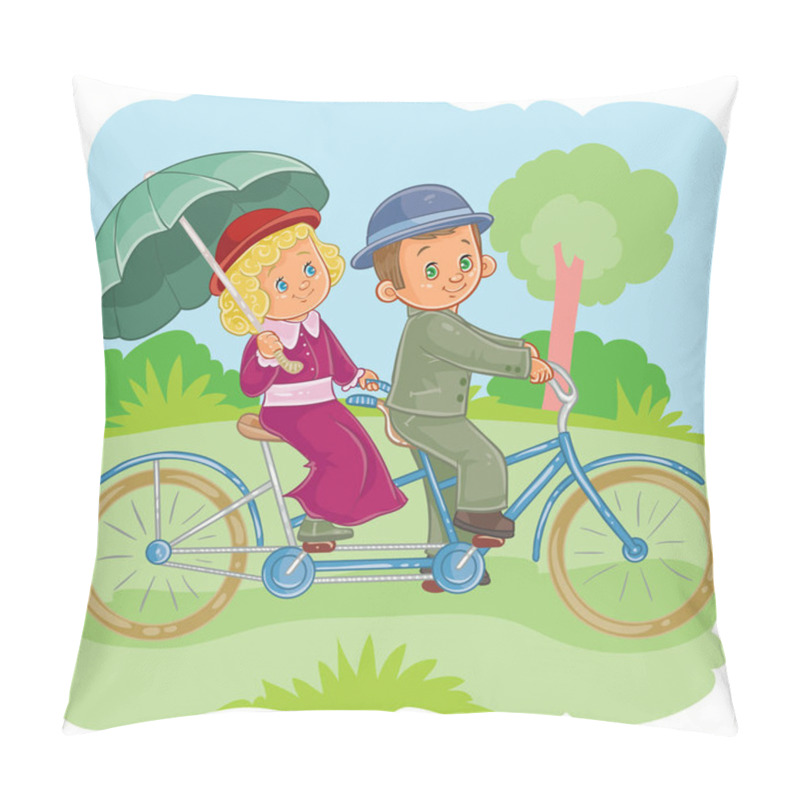 Personality  Vector Illustrations Small Children On Vintsge Bicycles Pillow Covers