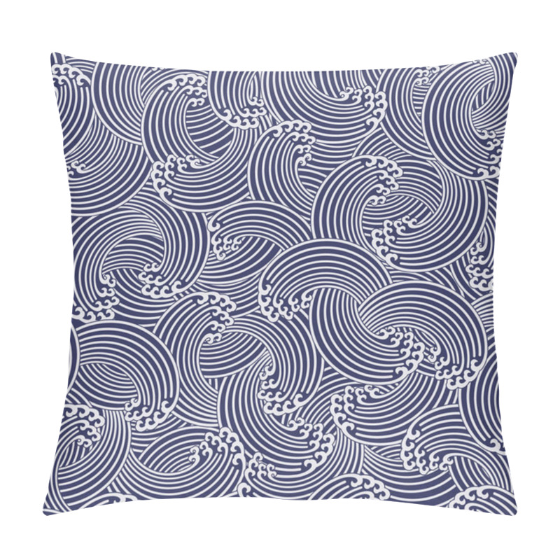 Personality  Ornament Design Of The Wave Japanese Style In Seamlessness,It Is Japanese Classic Pattern,I Continue Seamlessly, Pillow Covers