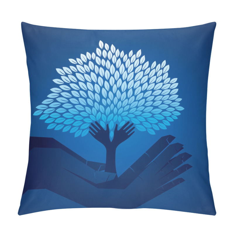 Personality  Blue Tree In Hand Pillow Covers