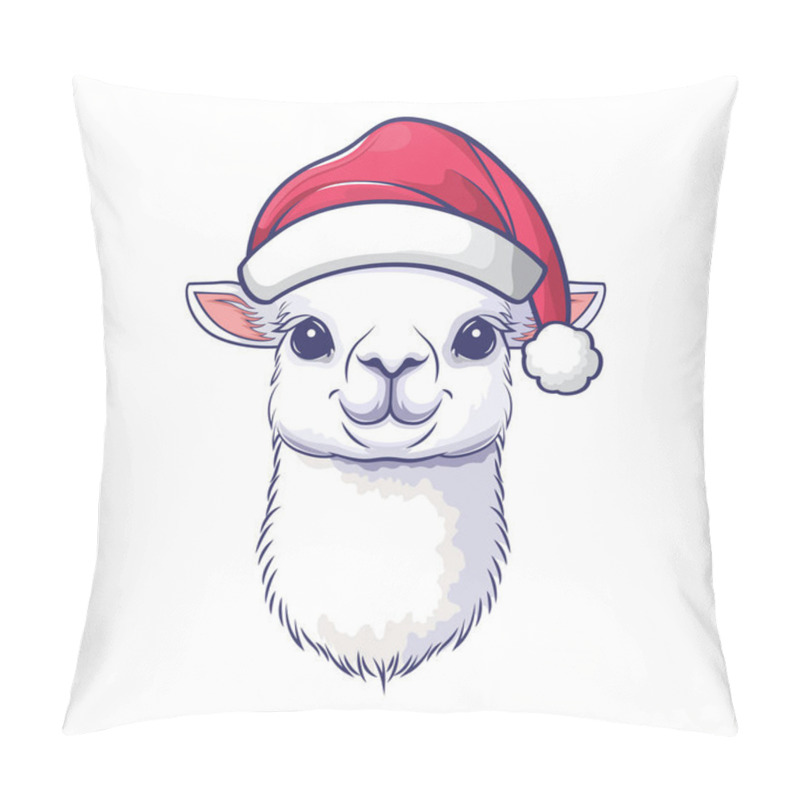 Personality  Playful And Festive Alpaca Illustration For Christmas, Featuring Clean Lines And Cheerful Expression. Pillow Covers