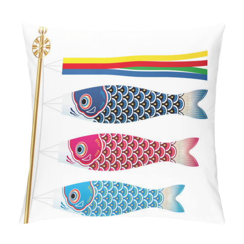 Personality  Vector Illustration With Carp Streamers For The Japanese Kodomo No Hi, The Boys Festival.  Pillow Covers