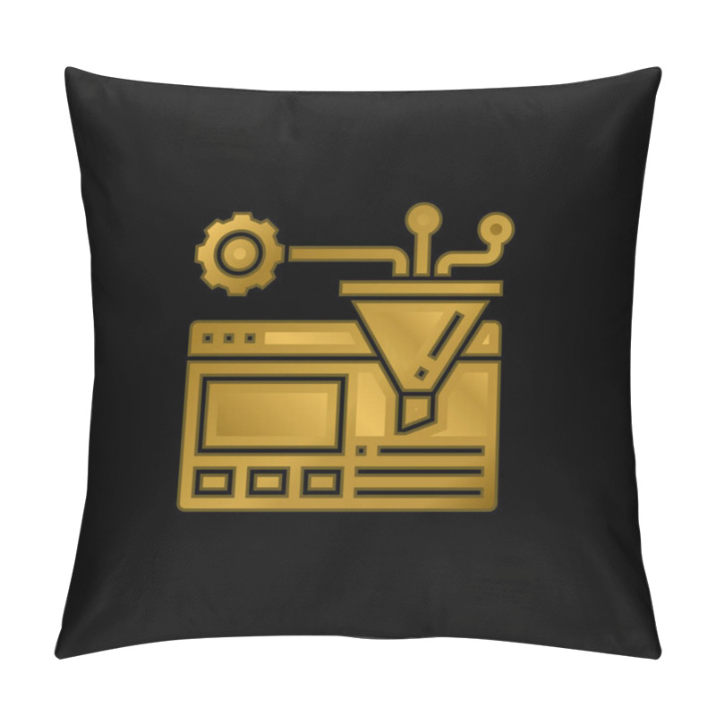 Personality  Algorithm Gold Plated Metalic Icon Or Logo Vector Pillow Covers