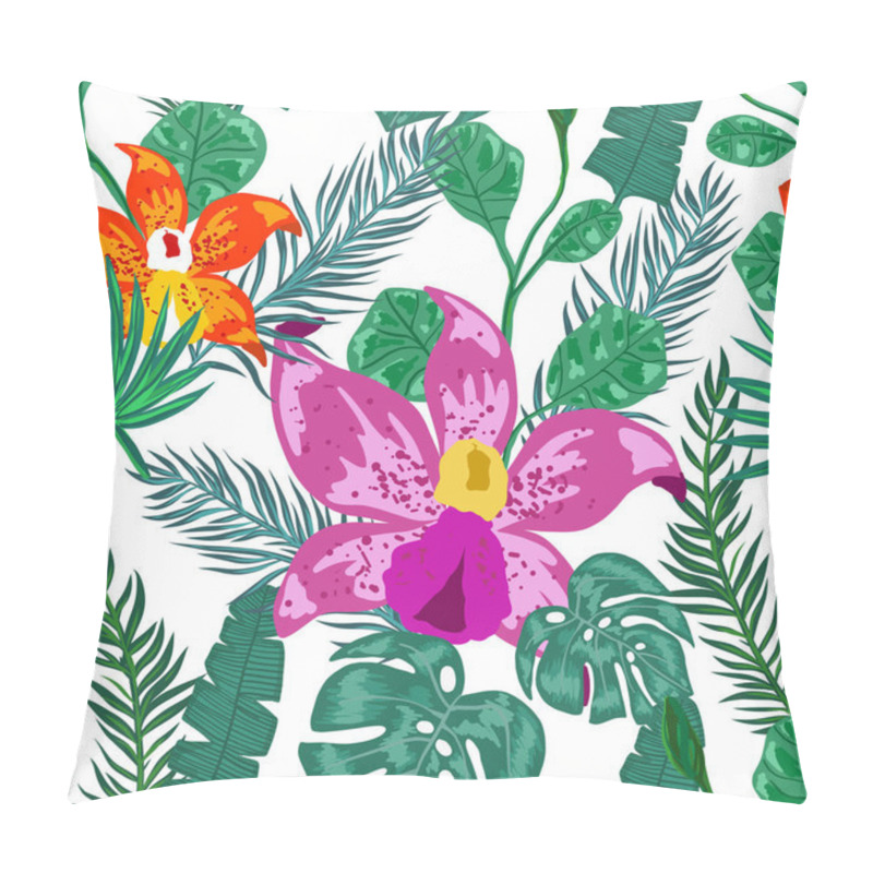 Personality  Seamless Pattern With Tropical Flowers Pillow Covers