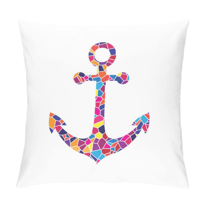 Personality  Anchor Icon. Vector. Stained Glass Icon On White Background. Col Pillow Covers