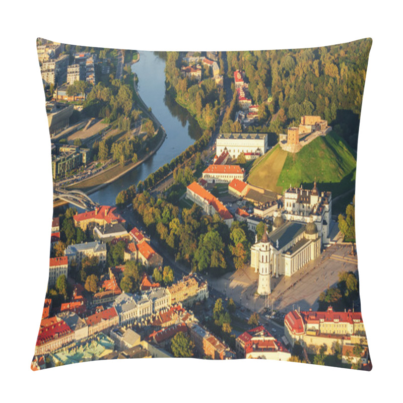 Personality  Center Of Vilnius, Lithuania. Aerial View From Piloted Flying Object. Pillow Covers