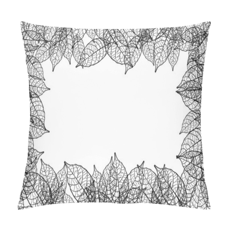 Personality  Leaves Frame Black Out Line Background Pillow Covers