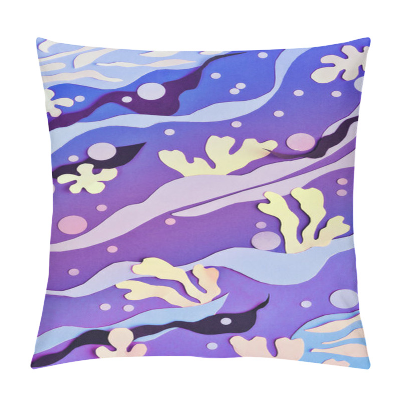 Personality  Abstract Sea Underwater Background. Matisse-inspired Collage Arranged From Cut Paper. Creative Paper Cutting Arrangement. Neon Background With Abstract Paper Shapes. Pillow Covers