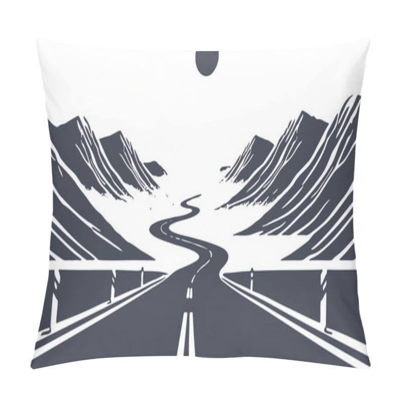 Personality  Mountain Road Under Sun In Minimalist Graphic Art Style Pillow Covers