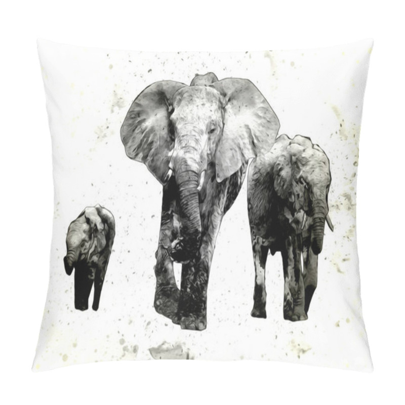 Personality  Elephant Drawing From Pencil Art Illustration Pillow Covers