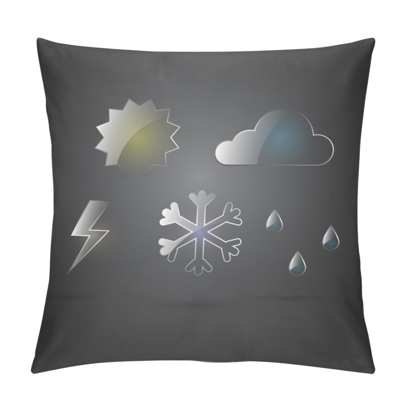 Personality  Vector Weather Forecast Icons With Dark Background Pillow Covers