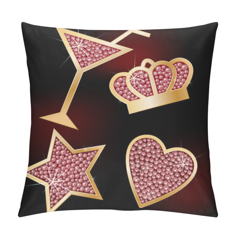 Personality  Crown, Star, Heart, The Martinis Decorated With Brilliants. Pillow Covers