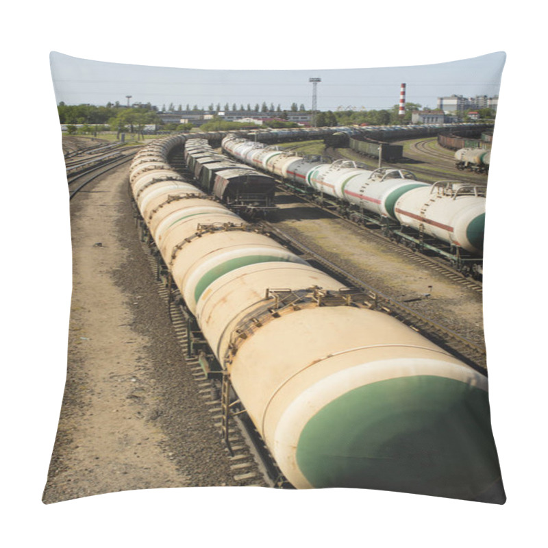 Personality  Industrial View With Lot Of Freight Railway Trains Waggons Pillow Covers