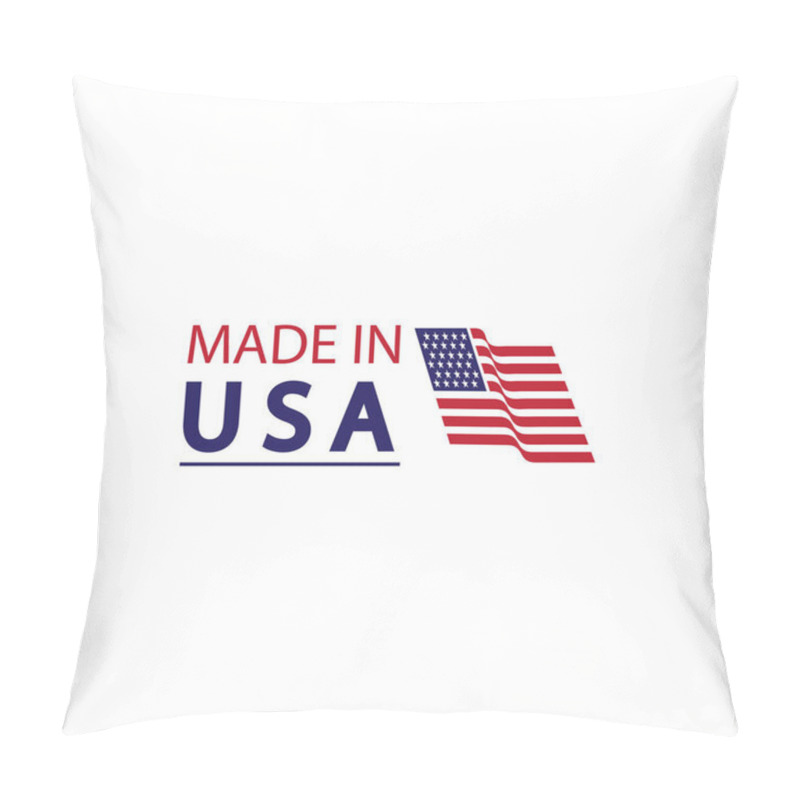 Personality  Made In Usa Logo Design. Flag Made America American States Flags Product Badge Quality Patriotic Labels Emblem Star Ribbon Sticker,Vector Illustration Pillow Covers