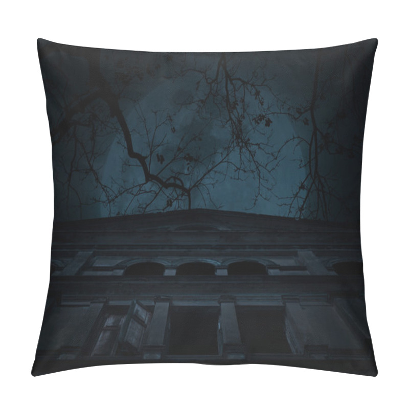 Personality  Old Ancient Castle With Dead Tree Over Moon And Cloudy Sky Pillow Covers