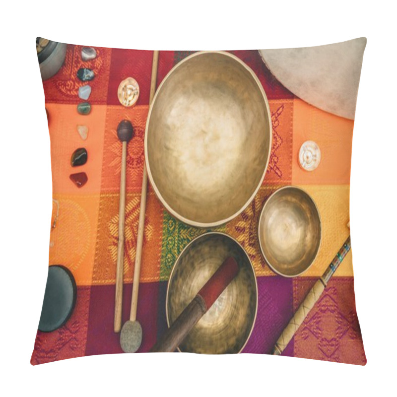 Personality  Top View Of Tibetan Singing Bowls Pillow Covers