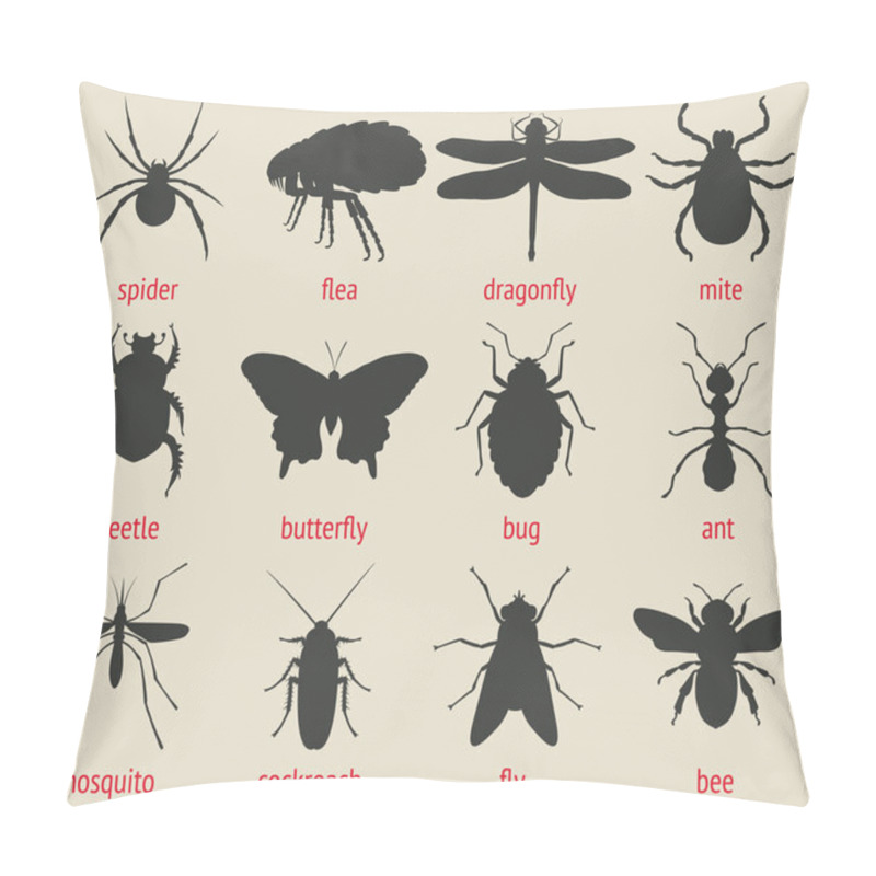 Personality  Insects Icons Set Pillow Covers