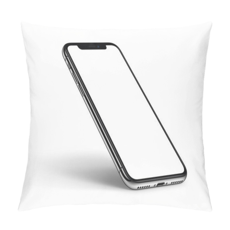 Personality  IPhone X. Perspective Smartphone Mockup With Shadow CCW Rotated On White Background Pillow Covers