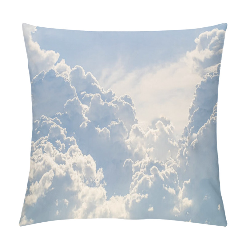 Personality  Huge White Fluffy Cloud Against  Blue Sky Summer Abstract Weather Background. Pillow Covers