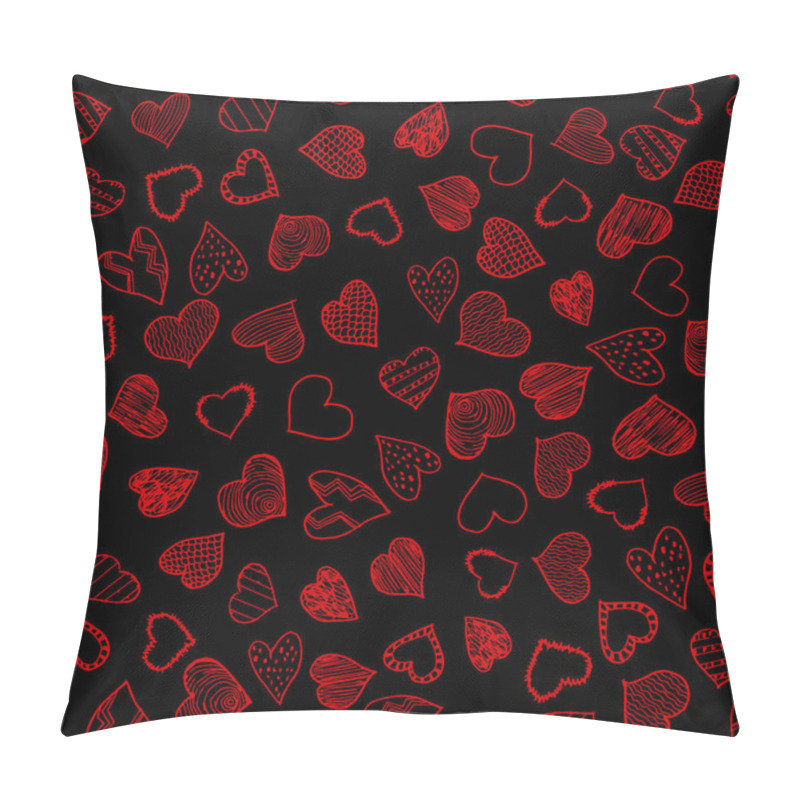 Personality  Romantic Seamless Pattern With Hand Drawn Doodle Hearts. Valentines Day Vector Backdrop, Design Template For Wedding Card, Invitations, Textile, Banner, Greeting, Wrapping Pillow Covers