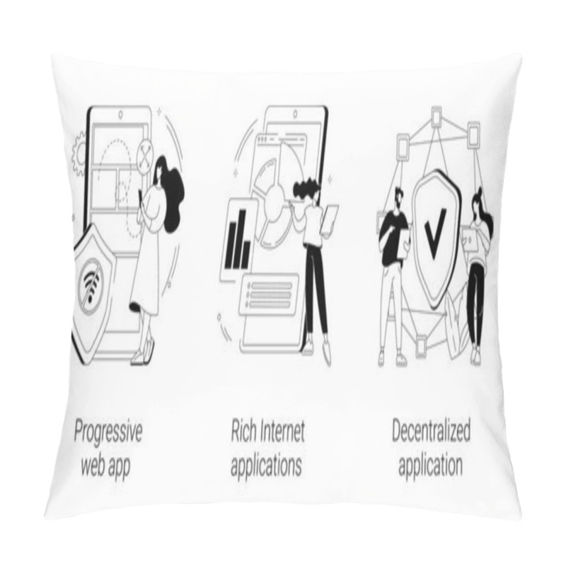 Personality  Mobile App Development Abstract Concept Vector Illustrations. Pillow Covers