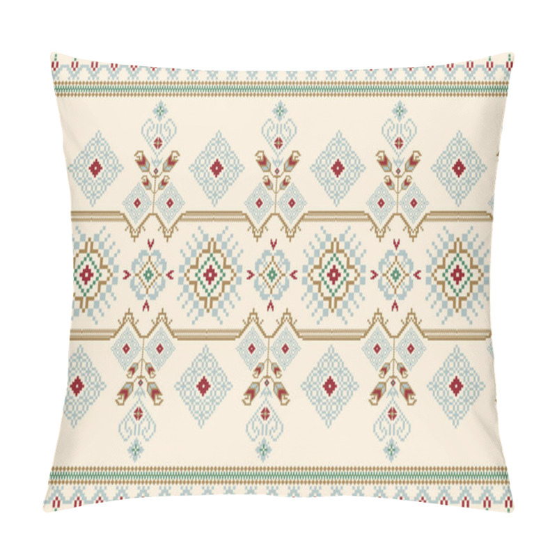 Personality  Beautiful Knitted Embroidery.geometric Ethnic Oriental Pattern Traditional On Cream Background.Aztec Style,abstract,vector,illustration.design For Texture,fabric,clothing,wrapping,decorating,carpet. Pillow Covers