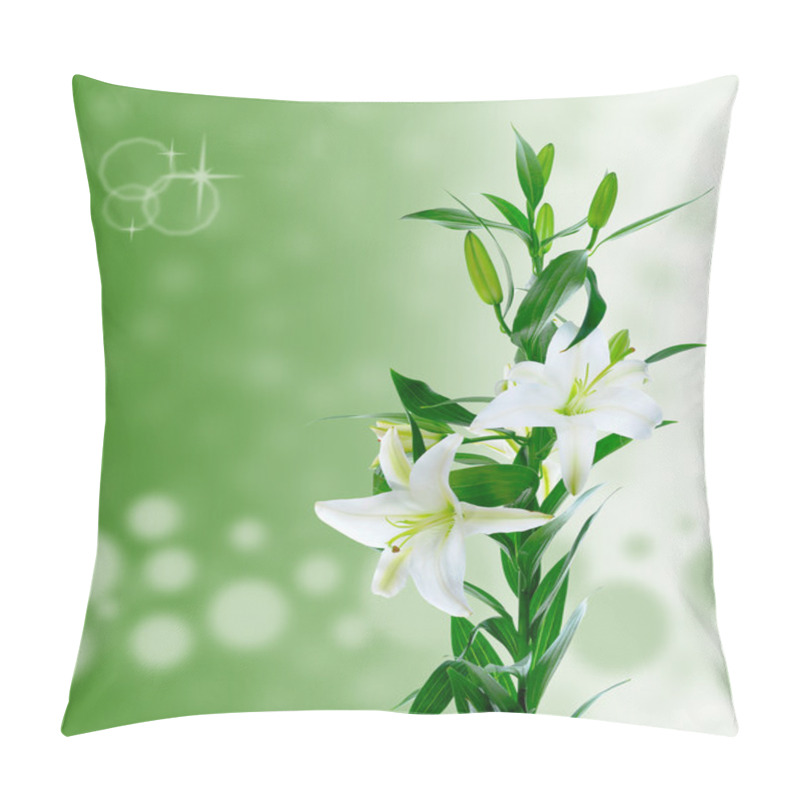 Personality  Beautiful White Lily Flowers Pillow Covers