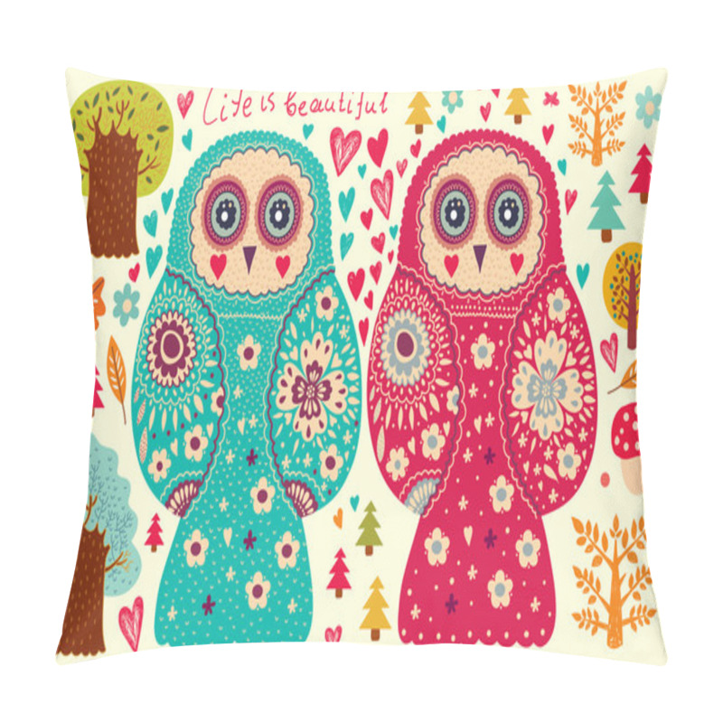 Personality  Background Wiht Owls Pillow Covers