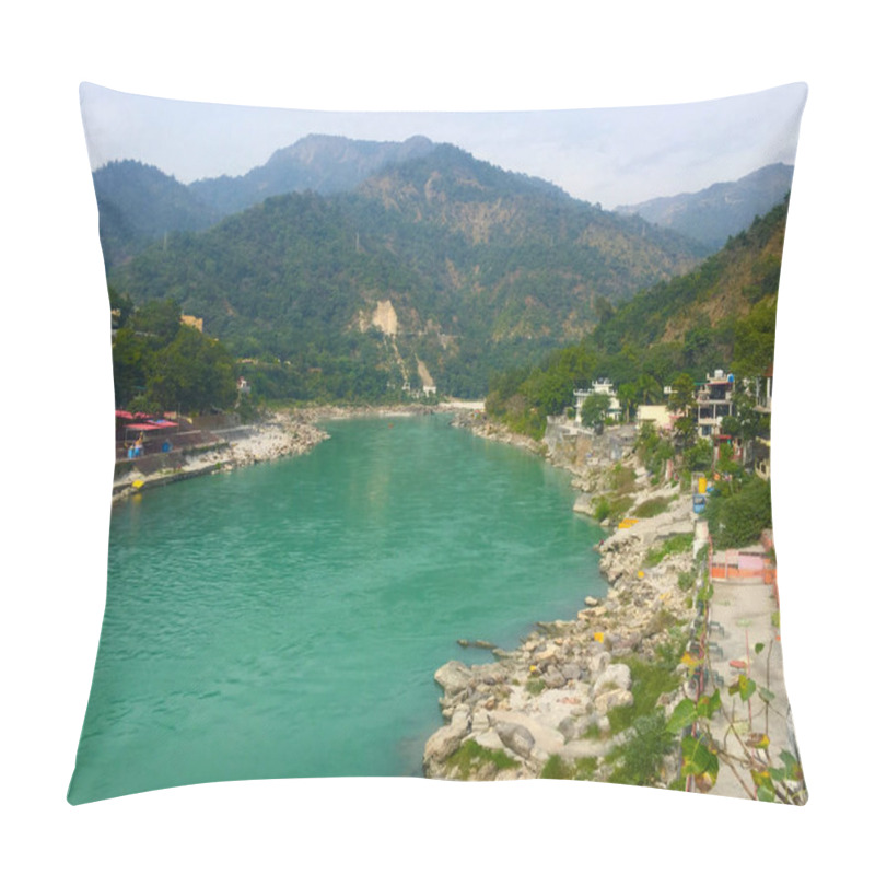 Personality  Beautiful View Of The Clear Ganga River In Rishikesh, India Pillow Covers