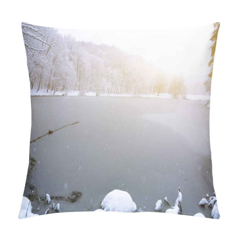 Personality  Winter Landscape With River Or Lake Pillow Covers