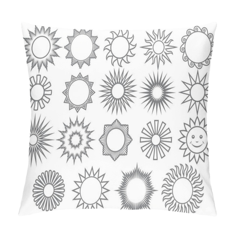 Personality  Thin Line Collection Of Vector Suns Pillow Covers