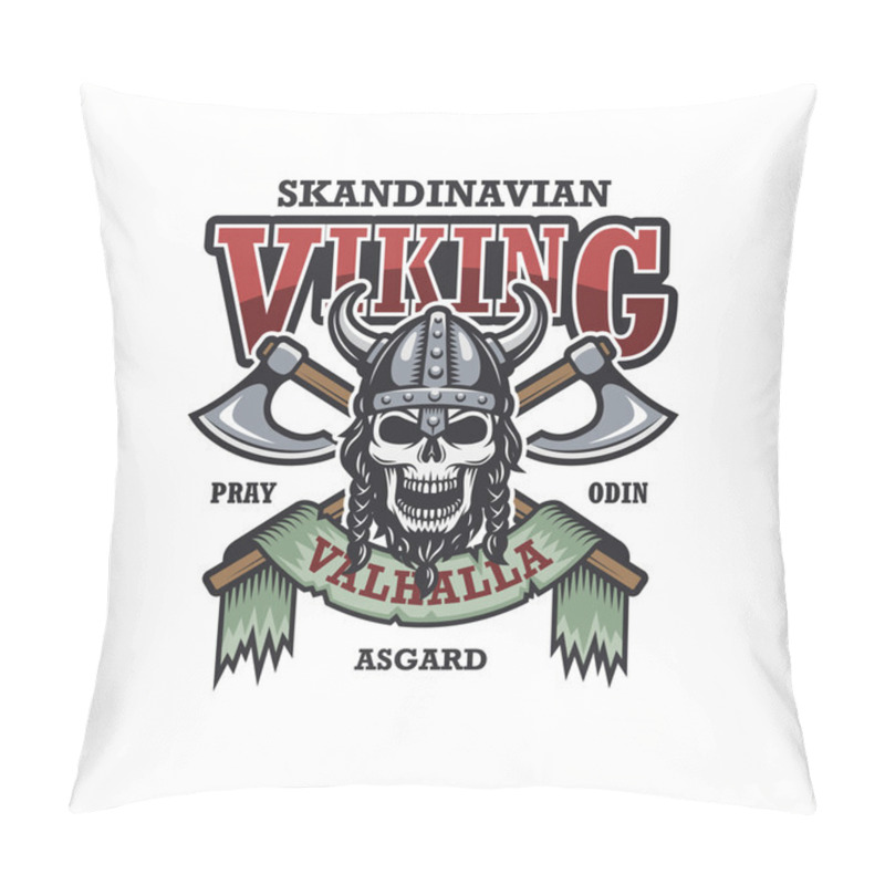 Personality  Viking Emblem On White Background Pillow Covers