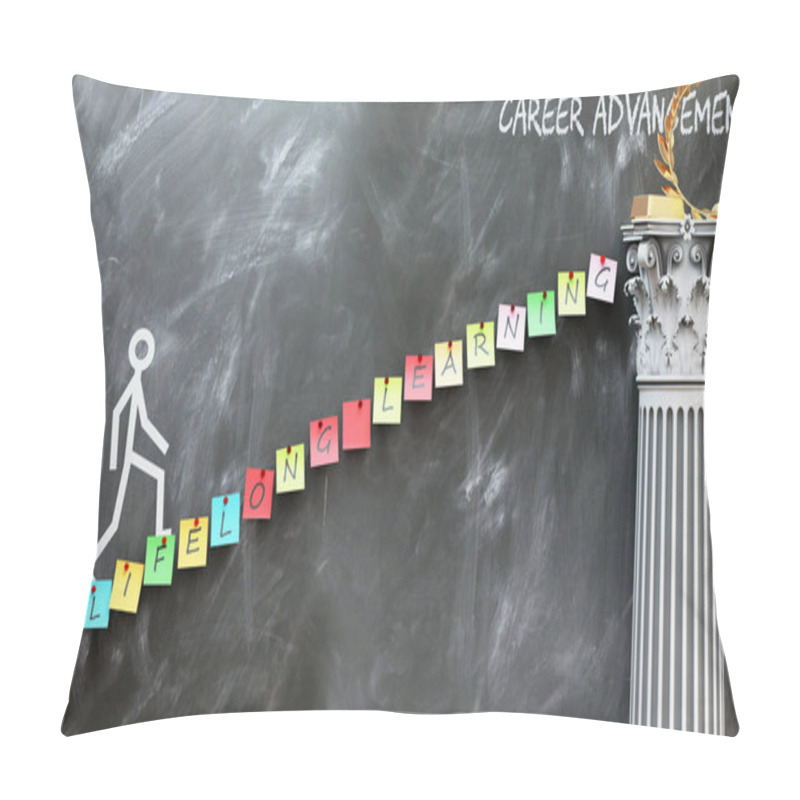 Personality  Lifelong Learning Leads To Career Advancement - A Metaphor Showing How Lifelong Learning Makes The Way To Reach Desired Career Advancement. Pillow Covers