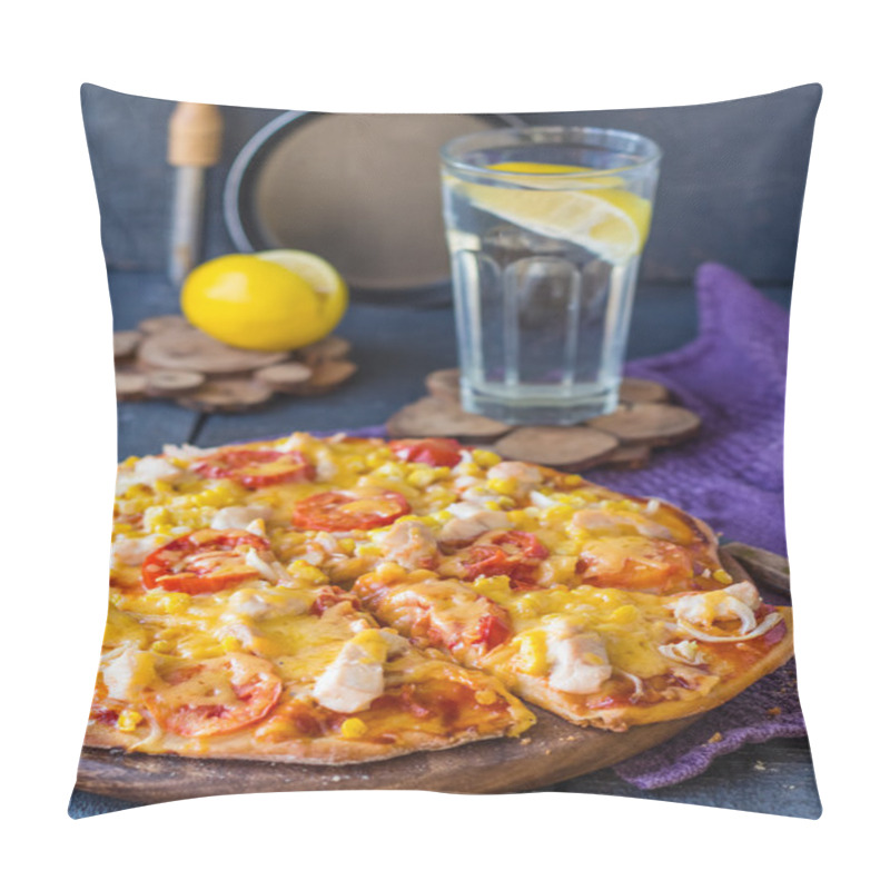 Personality  Juicy Slices Of Pizza With Chicken, Corn, Tomatoes And Double Ch Pillow Covers