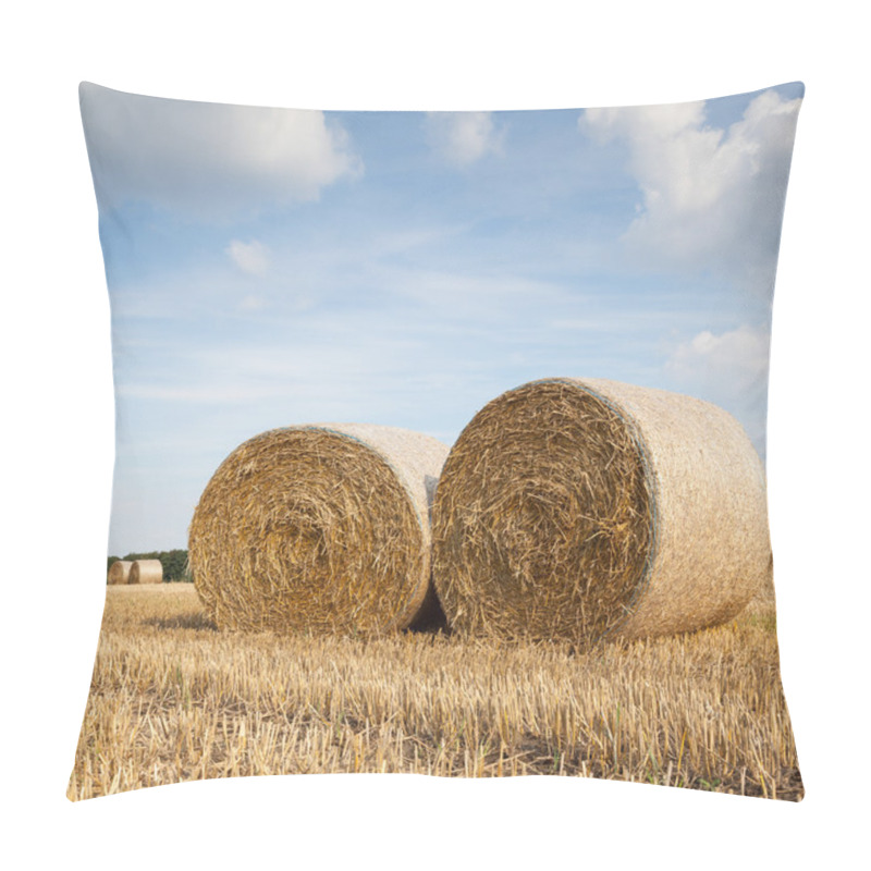 Personality  Germany, Harvested Field And Straw Bales Pillow Covers