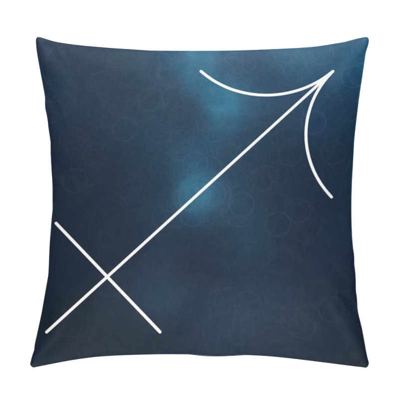 Personality  Zodiac Sign - Sagittarius. White Thin Line Astrological Symbols On Blurry Colorful Abstract Background. Pillow Covers