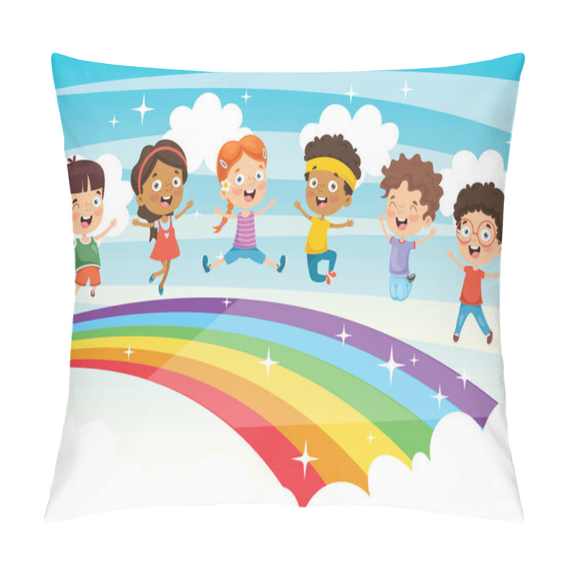 Personality  Vector Illustration Of Rainbow Children Pillow Covers