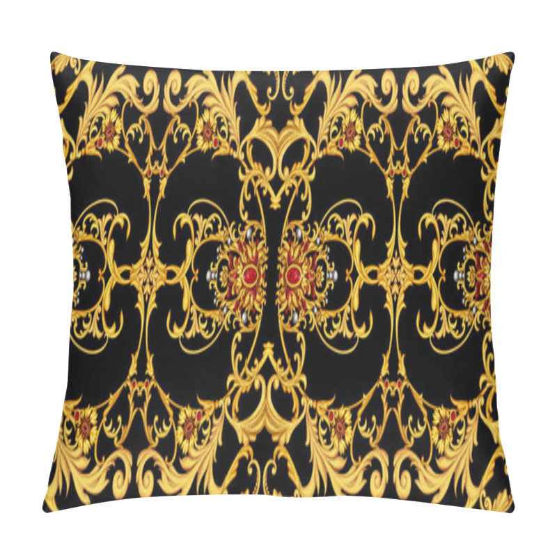 Personality  Seamless Border With Golden Elements Pillow Covers