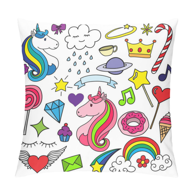 Personality  Unicorn Doodle Style Pillow Covers