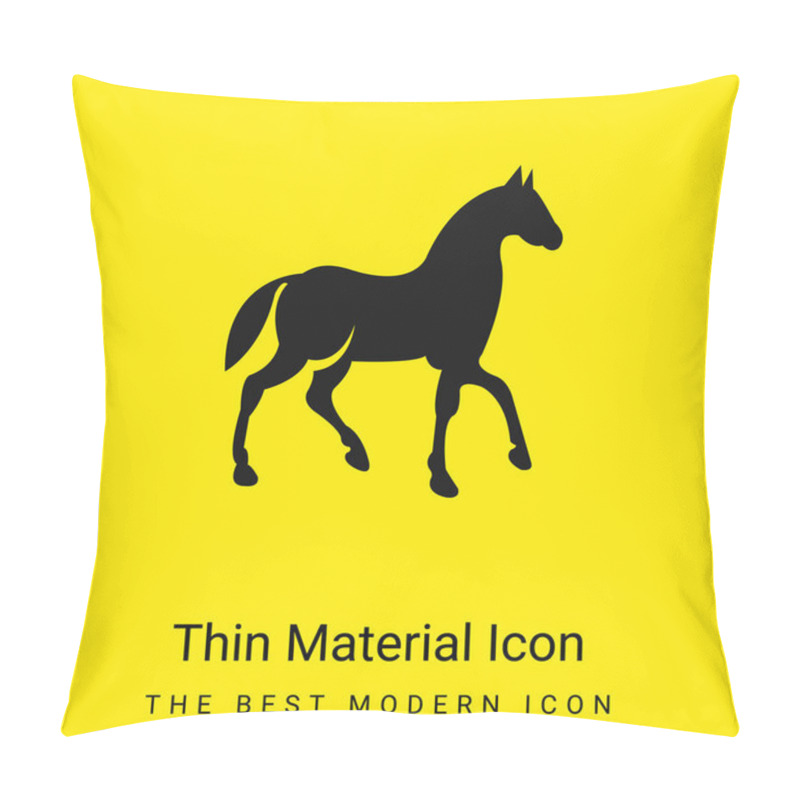 Personality  Black Race Horse On Walking Pose Side View Minimal Bright Yellow Material Icon Pillow Covers