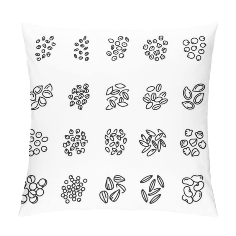 Personality  Grain And Seeds Black Line Icons Set. Pillow Covers