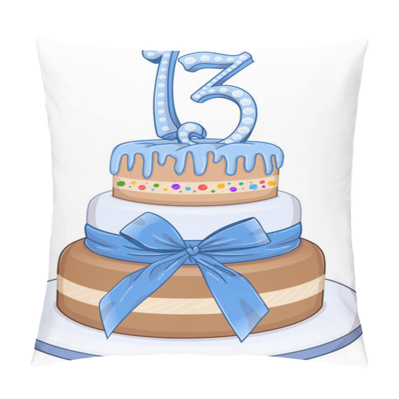 Personality  Blue Bar Mitzvah Cake For 13th Birthday Pillow Covers