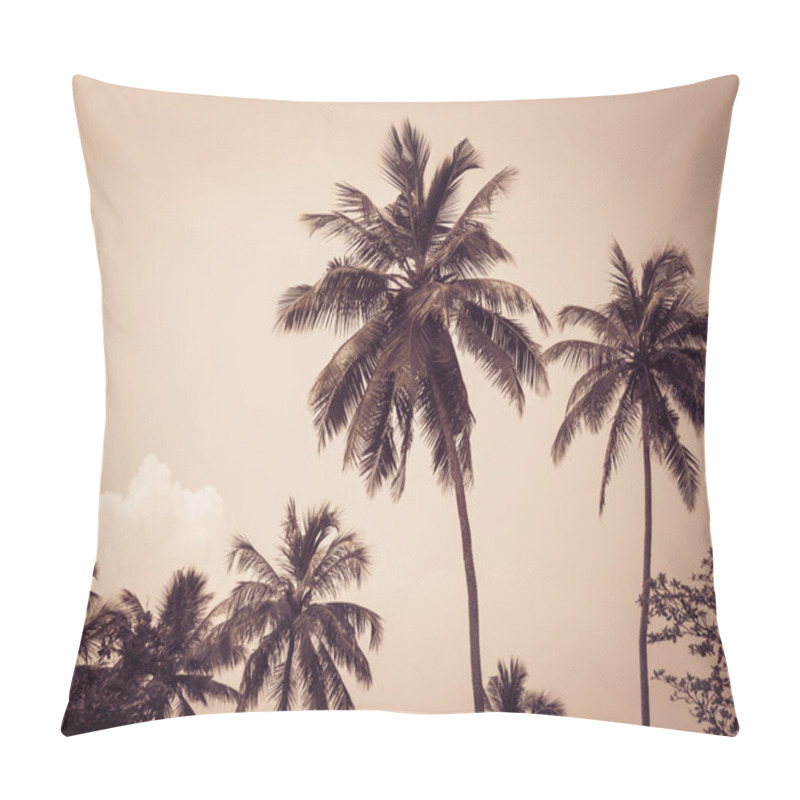 Personality  Coconut Palm Trees In The Tropics. Sepia Effect Pillow Covers