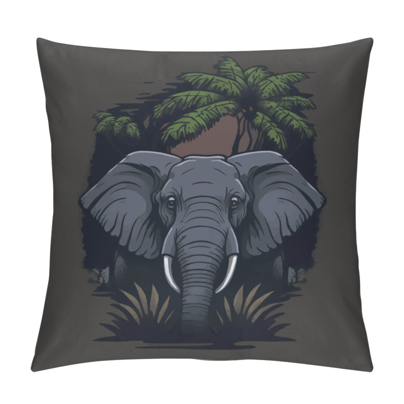 Personality  African Safari Elephant Logo - Illustration, Emblem, Mascot, Badge Design On Dark Background Pillow Covers