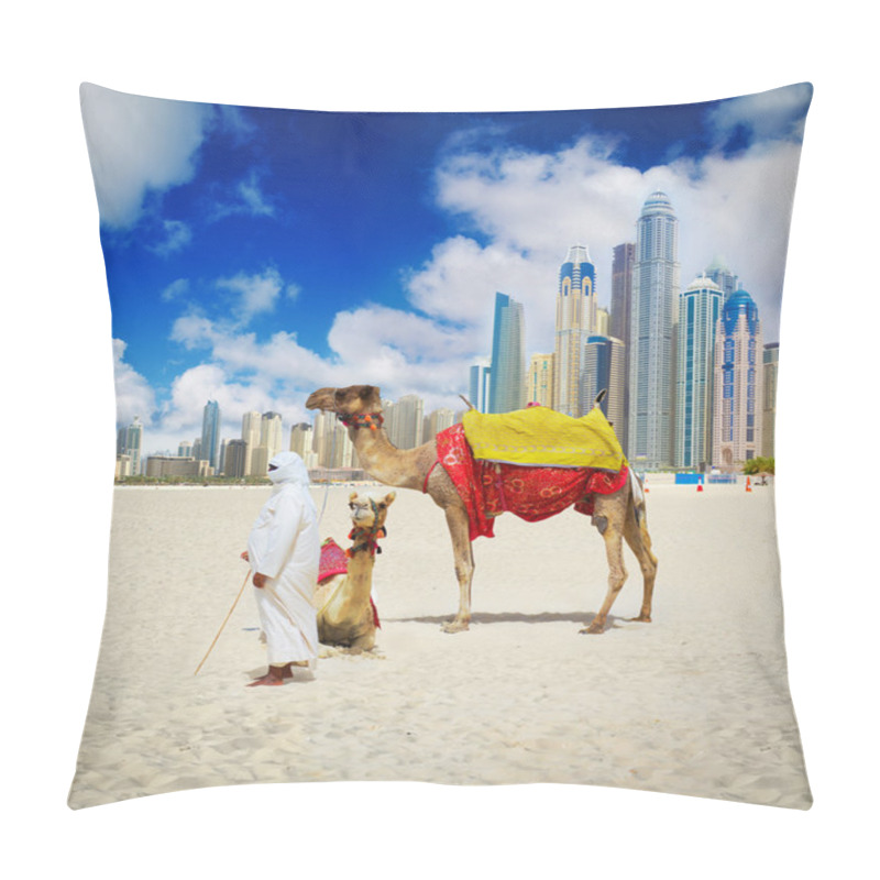 Personality  Camel On Dubai Beach Pillow Covers