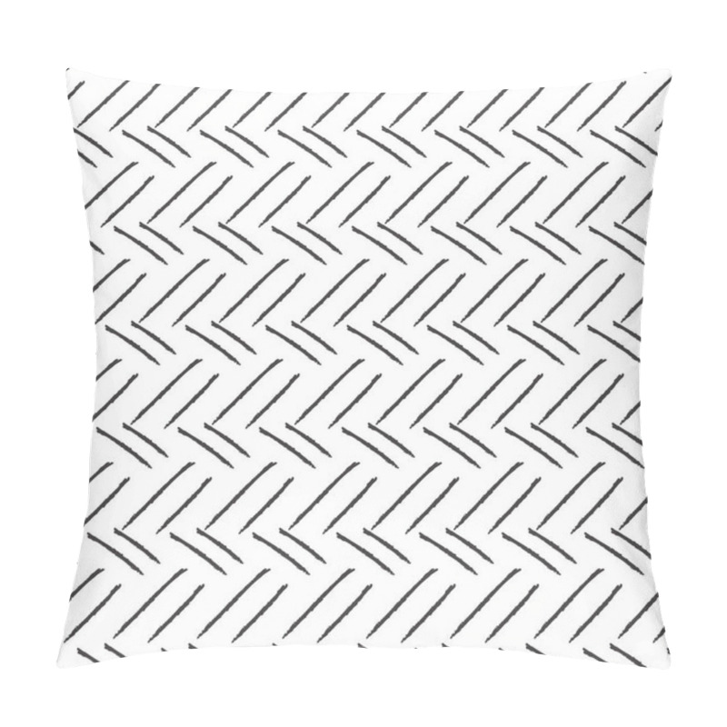 Personality  Seamless Herringbone Pattern Of Black Hand-drawn Lines On A White Background. Pillow Covers