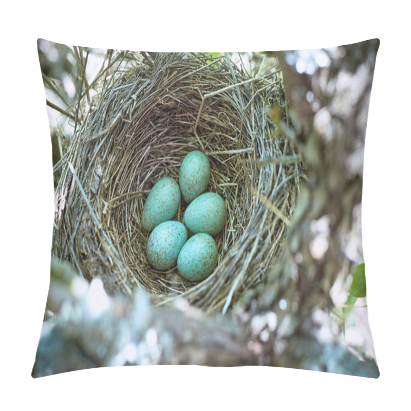 Personality  A Nest Of Birds On A Tree In The Wild. Pillow Covers