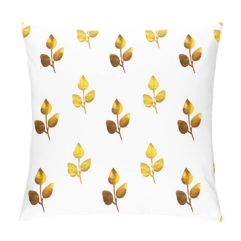 Personality  Seamless Pattern With Hand-painted Golden Branches With Leaves Pillow Covers