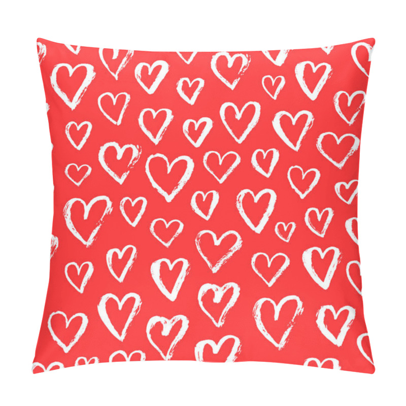 Personality  Vector Fashion Seamless Pattern With Hearts On Happy Valentines Day. Doodle Style Pillow Covers